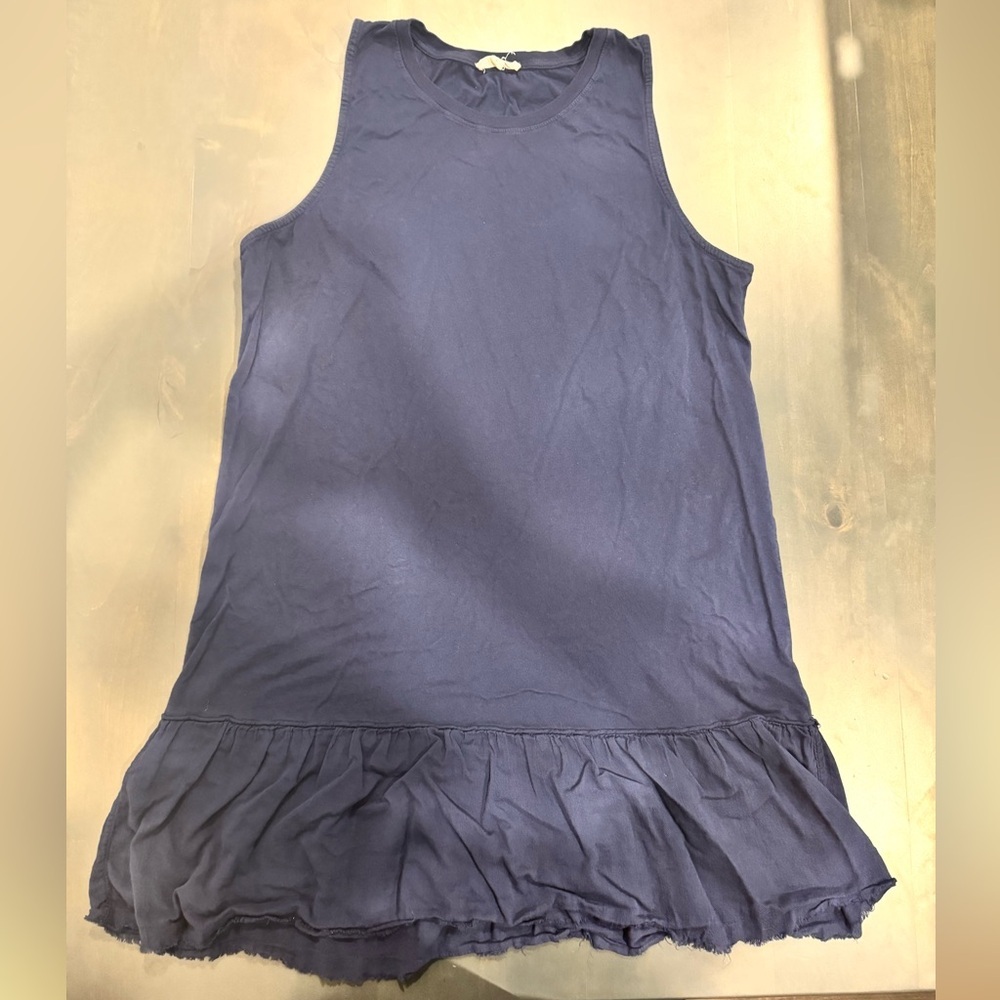 Nation LTD Drop Waist Ruffle Tank Dress Navy Size Large